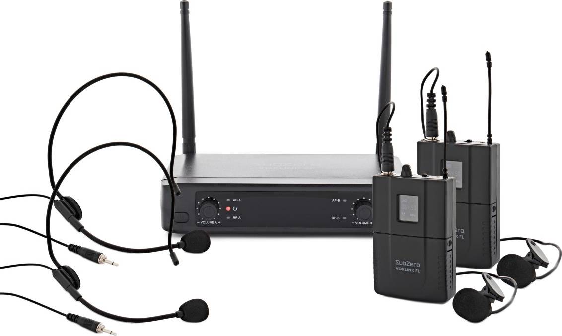 Lavalier microphone SubZero Voxlink Dual Lavalier Headset Microphone System