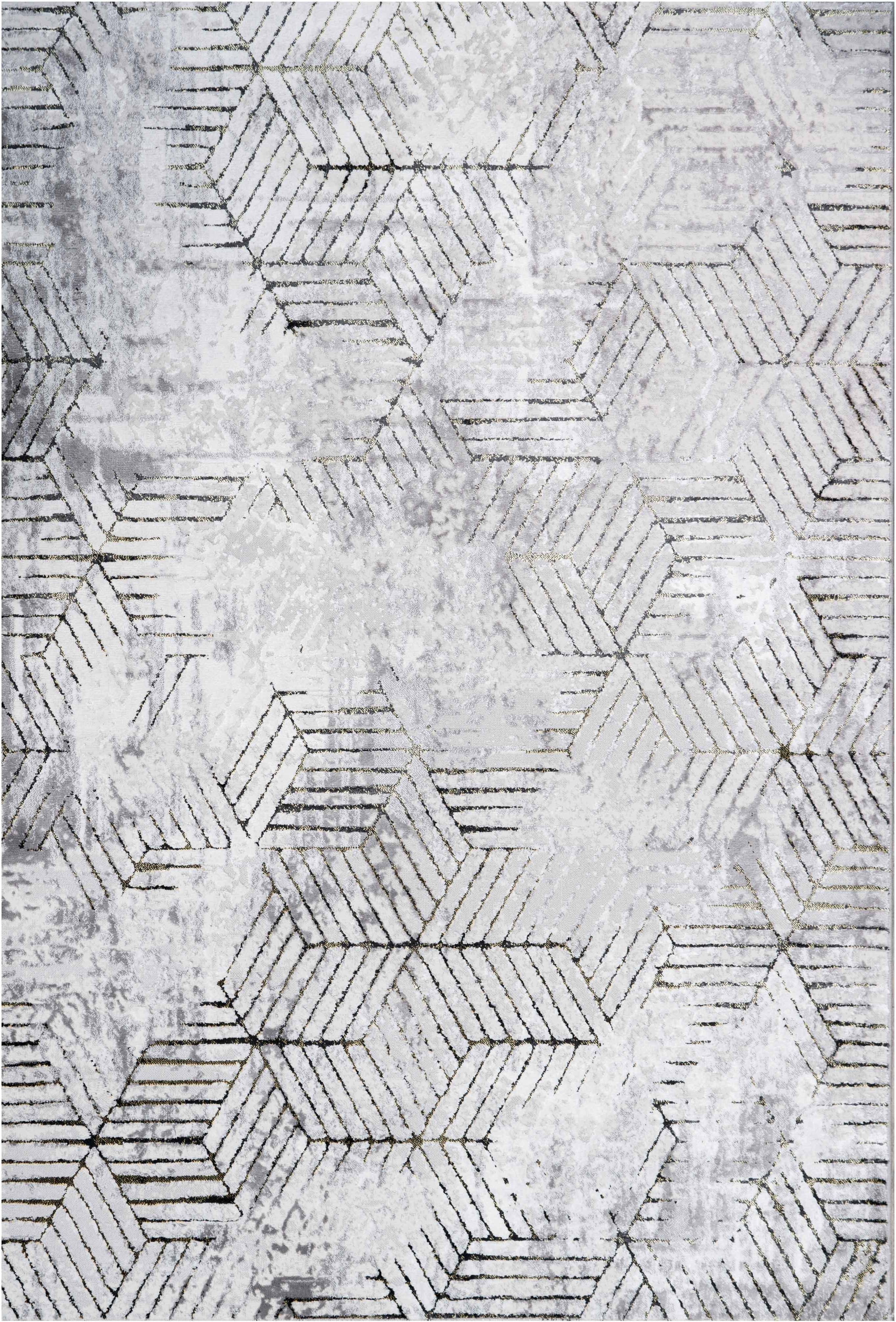 Loomed Distressed Abstract Motif Gold