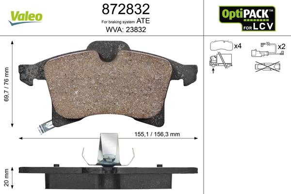 Valeo Brake Pad Set Optipack Front Axle