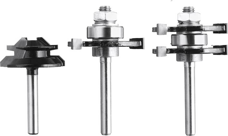 Drillpro Drillpro 3Pcs 3 Teeth T-shape Tongue & Grooves Router Bit & 45 Degree Lock Miter Router Bit 1/4 Inch Shank Wood Milling Cutter Set