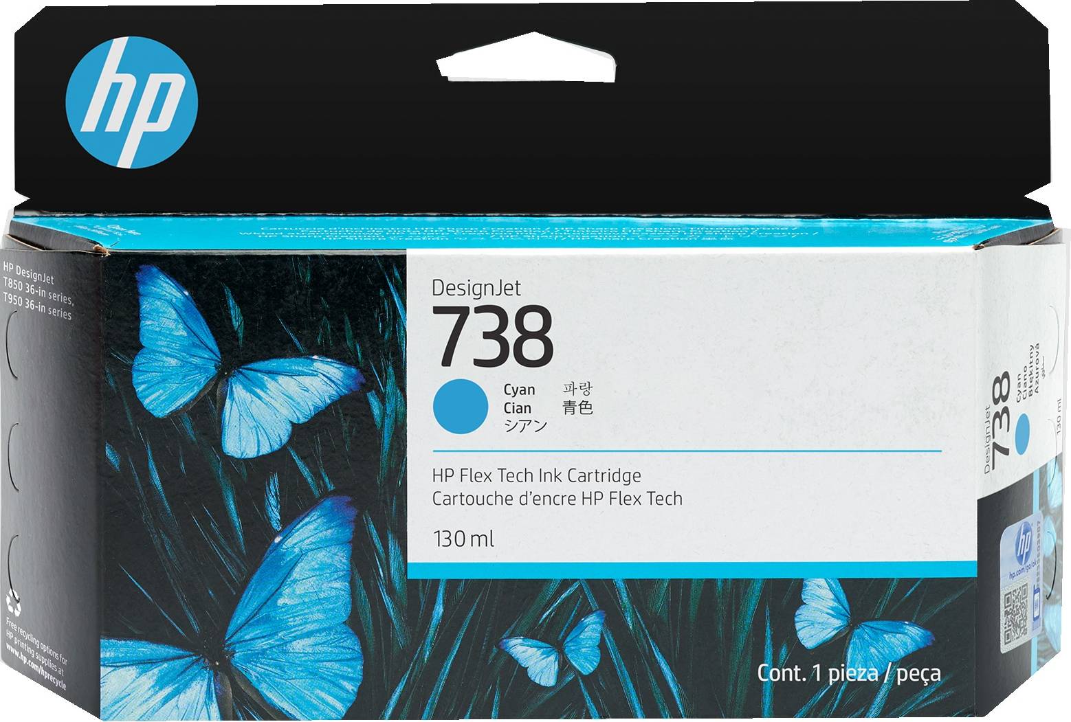 HP 738 130-ml Cyan DesignJet Ink