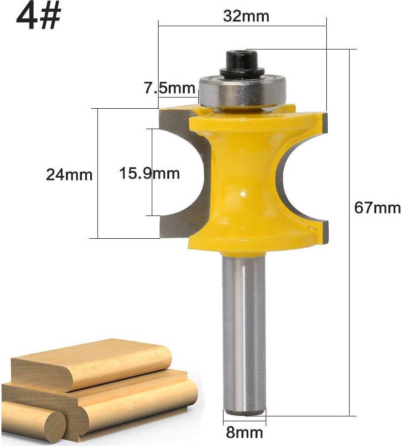 GZUK 5/8 Inch 8mm Shank Round Over Router Bit 1/4 to 5/8 Inch Woodworking Edging Router Chisel Groove Cutter