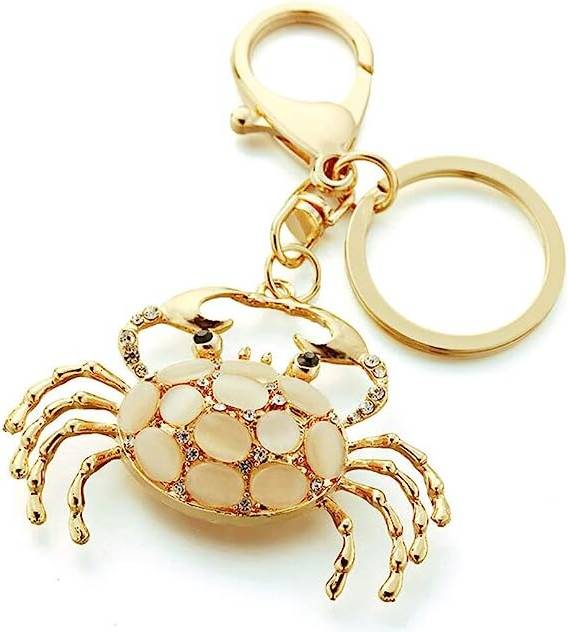 GOPatriot Memory Cute Crab Keychain Rhinestone Keyring Wallet