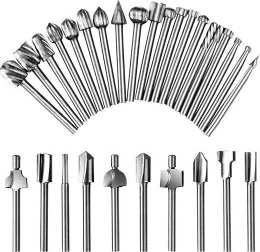 Ifsecond 30PCS Wood Carving Drill Bit Set, 10PCS HSS Router Carbide Drill Bits & 20PCS Router Bit 1/8"3mm Shank Cutter Bit Set for Rotary Tools for DIY
