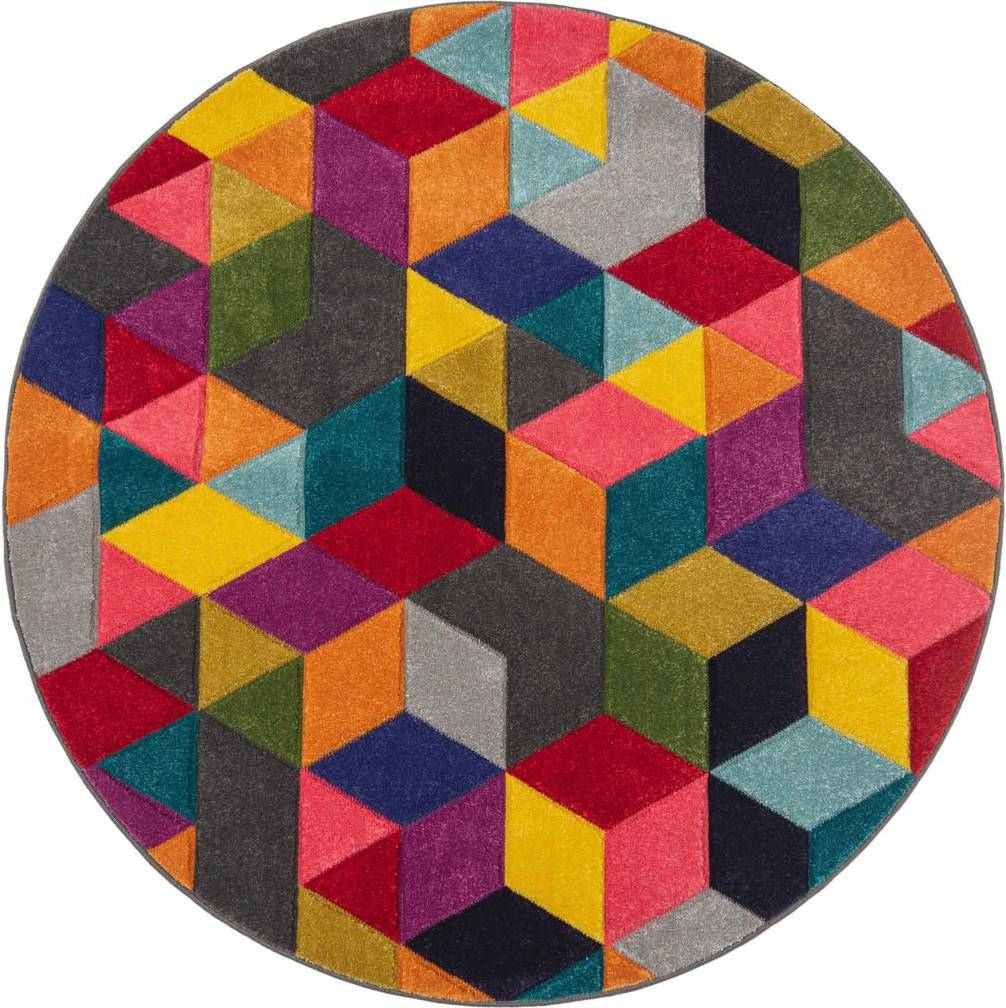 XXXlutz Spectrum Dynamic Geometric Round Rug Multicolor cm