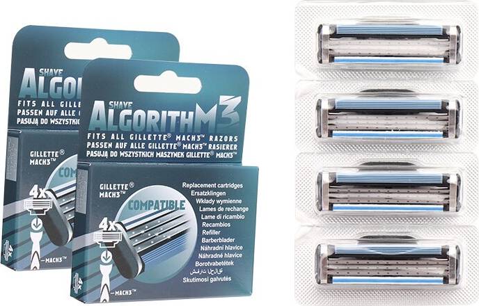 Gillette mach 3 Minleaf ML-GT3 4Pcs Men's 3-Layers Razor Blade Refills For Gillette MACH 3 Razor Replacement Head