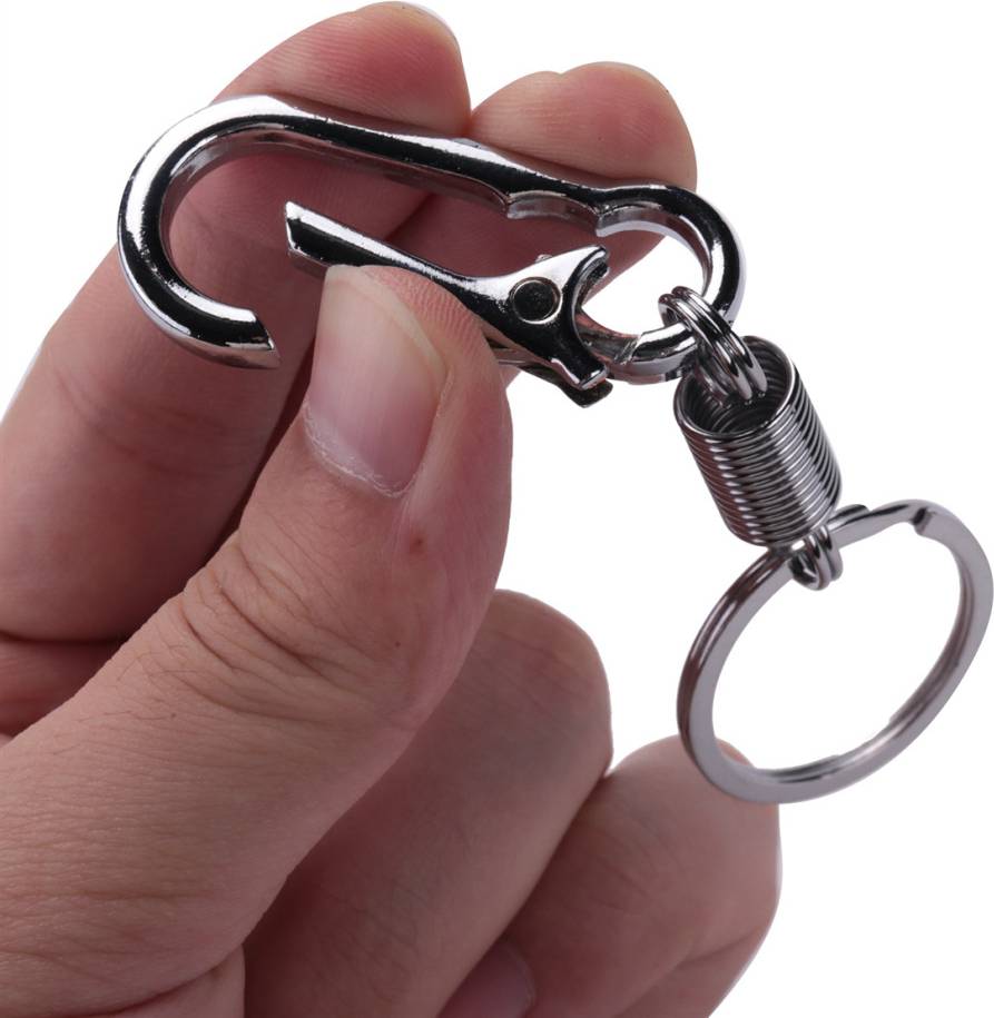 Tlily Carabiner Key Chain Key Ring Key Chain Spring Key Chain Business Waist Key Chain, Silver
