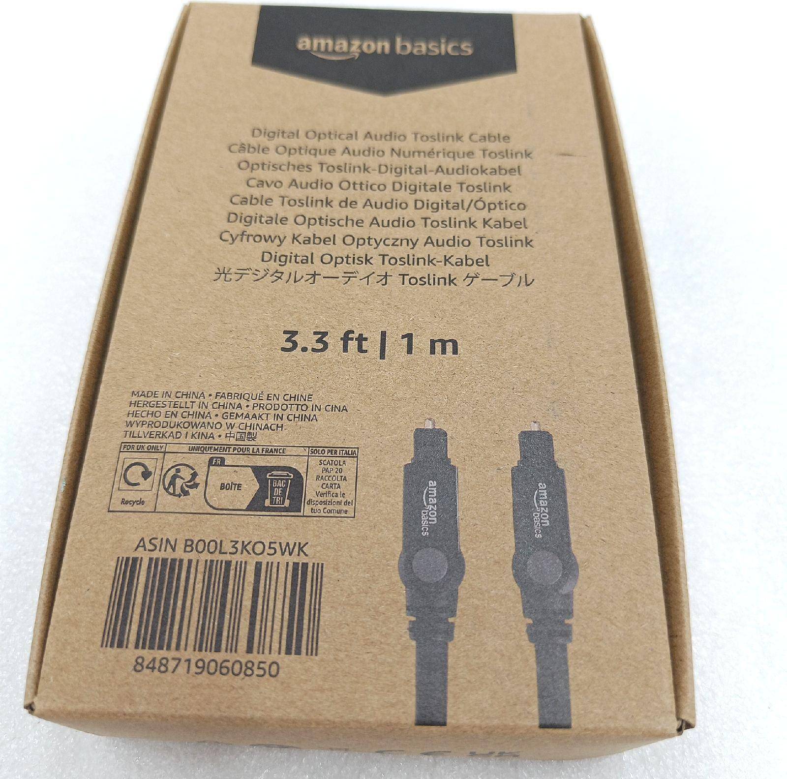 Optical audio cable Amazon Basics Toslink Digital Optical Audio Cable 3.3ft