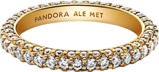 Timeless Pavé Singlerow Rings - Gold/Transparent
