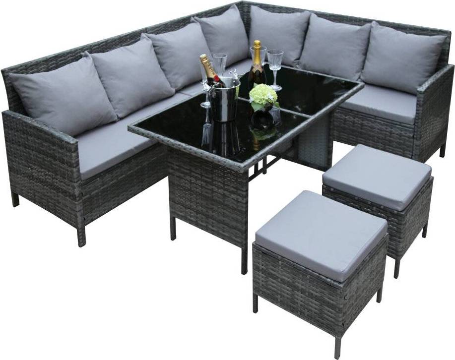 Rosalind Wheeler Bideford Rattan Corner Outdoor Lounge Set, 1 Table incl. 2 Sofas