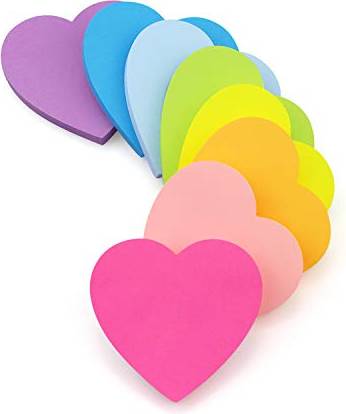 Simona Heart Shape Sticky Notes 8 Color Bright 75 Sheets