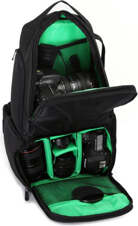 7495 Multi-functional Waterproof Large Capacity Triangular DSLR Camera Bag Case Backpack green
