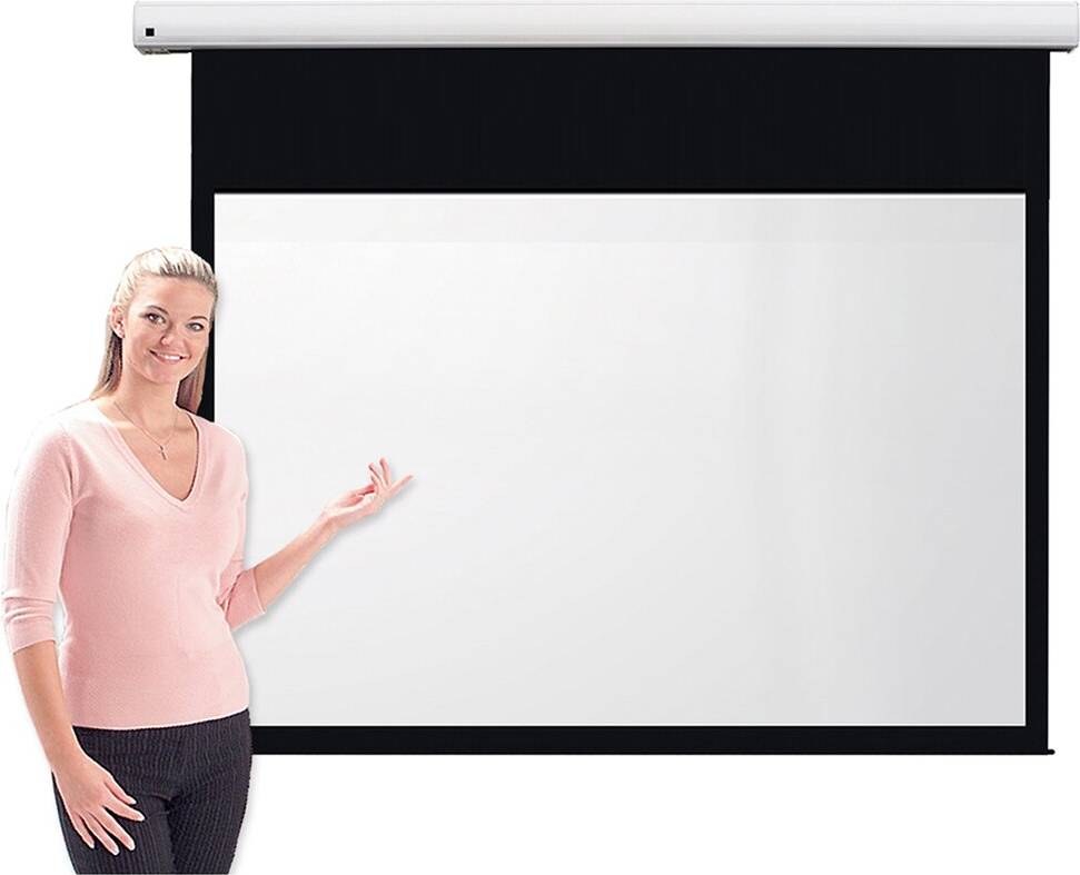 Pro Channel Fix White Electric Projection Screen