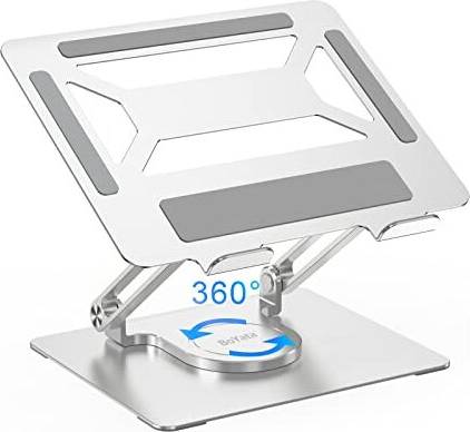BoYata Laptop Stand for Desk, Adjustable Computer Stand with 360 Rotating Base, Ergonomic Foldable Laptop Riser Holder for Collaborative Work, Compatible
