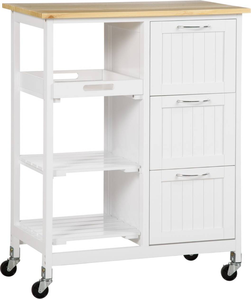 Homcom Köksvagn MDF Furu Naturfärgad Rullbord