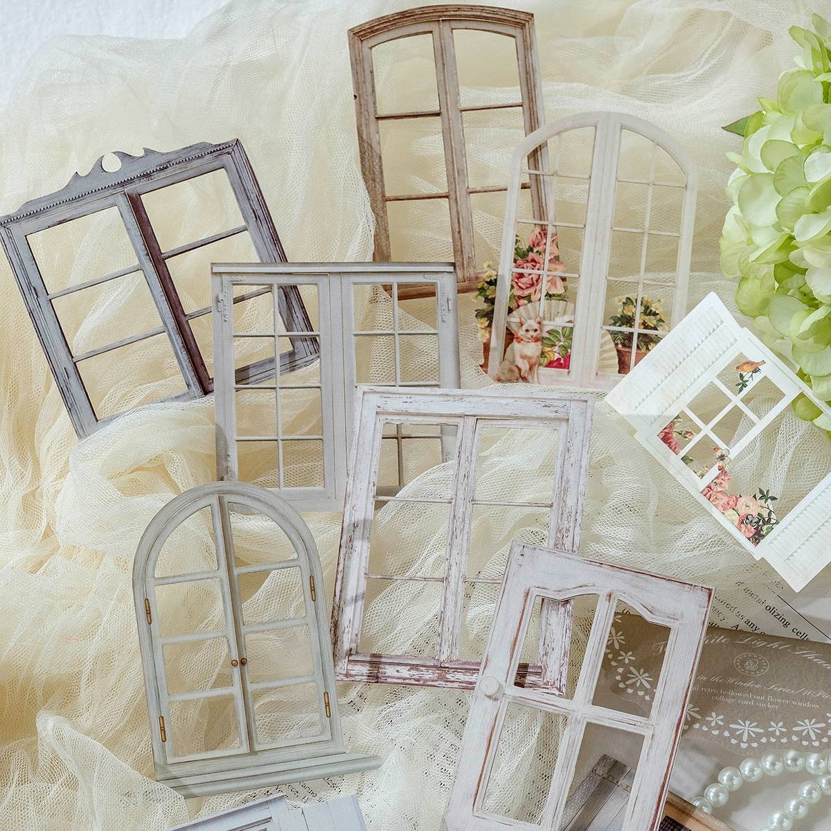 Shein 10pcs Hollow Window Pattern Card Sticker