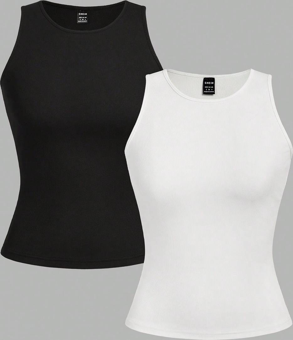 Shein Women's Solid Color Ribbed Tank Tops