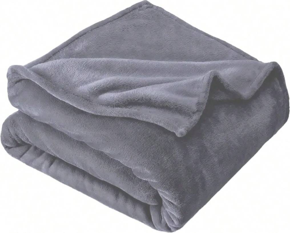 Shein Solid Color Simple Style Fleece Multi-Functional Blanket Filt Grå