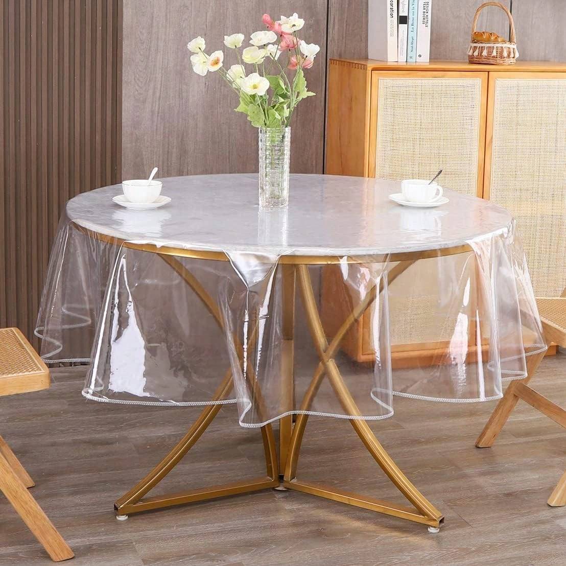 Shein Lockstitched Circular Tablecloth Protector - Transparent Tablecloth Transparent