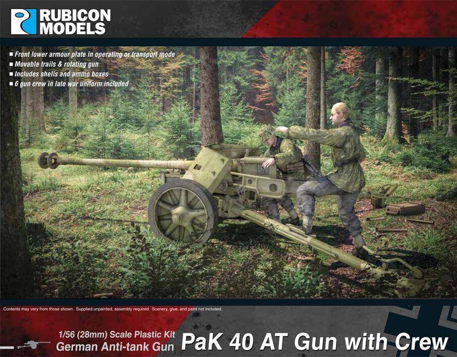 Pak 40 At Gun With Crew 1:56 Model Kit