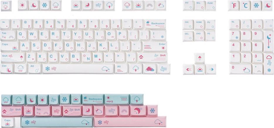 Greenzech 132 Keys Weather Keycap Set PBT Sublimation XDA Profile
