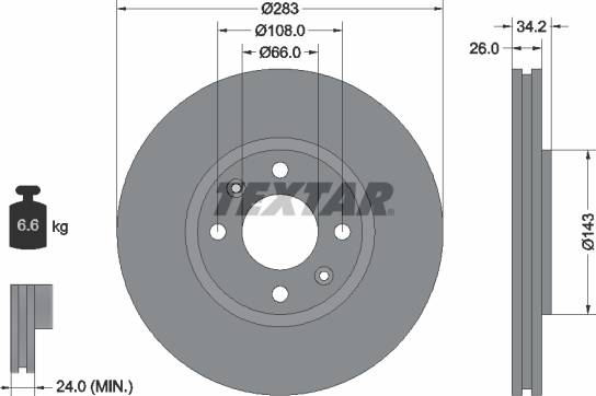 Textar Pro Brake Disc 92111603