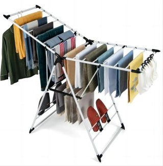 Folding Clothes Drying Rack Adjustable Height White White