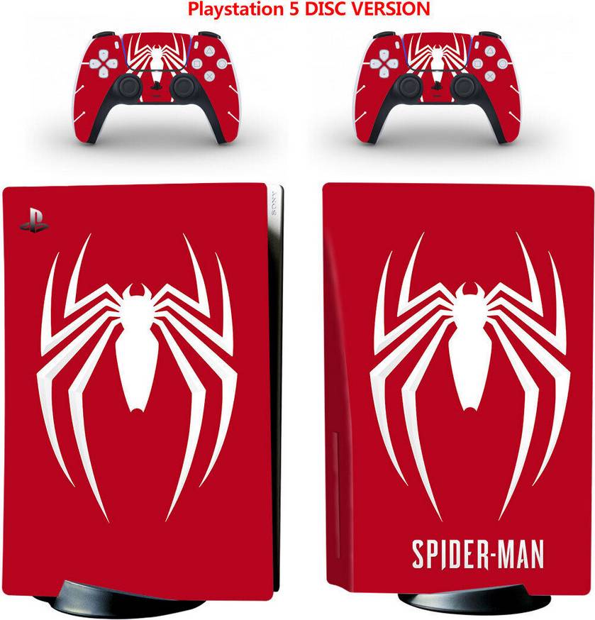 Ps5 controller red Skin Sticker for PS5 Console Controller Disc Version Vinyl Cover Spiderman #3 Red