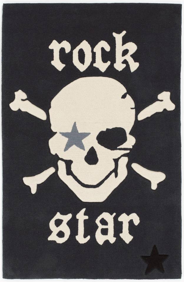 Rock Star Baby Handmade Dark Grey Rug Rectangle