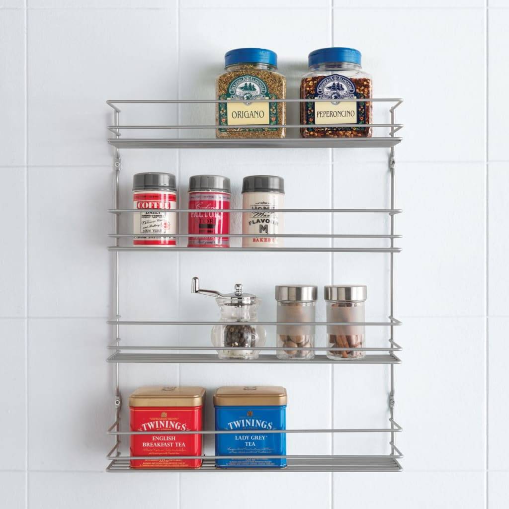 4-Tier Wall Spice Rack Pepito Silver