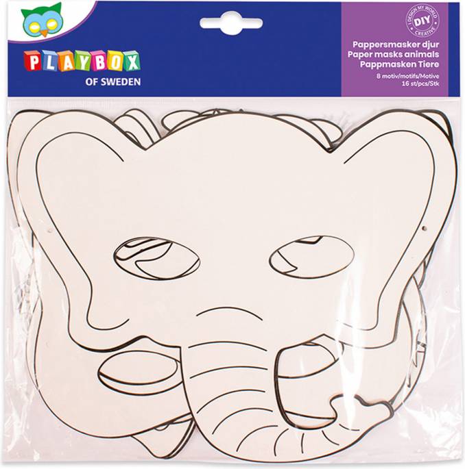PlayBox Paper Masks Animals 16 Pcs