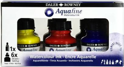 Daler-Rowney Aquafine Watercolor Ink Set 6-Color Introduction Set