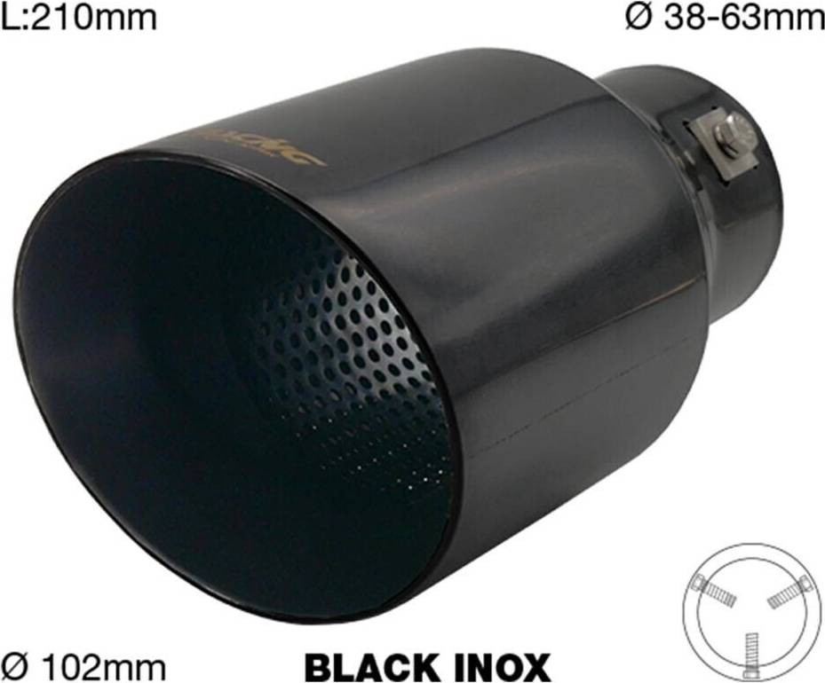 Simoni Racing Ändrör Rund Sned Inox Black Ø102xL210mm