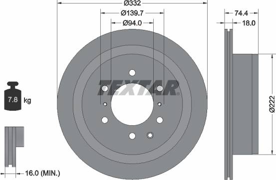 Textar Brake Disc PRO 92167303