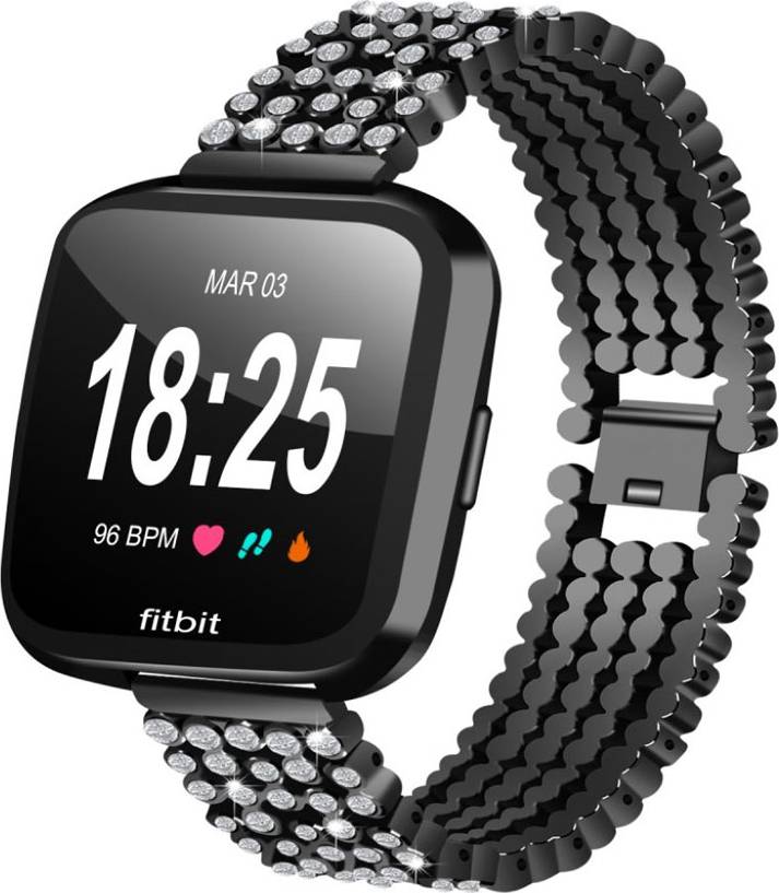 Fitbit Versa Rhinestones Décor Stainless Steel Watch Strap