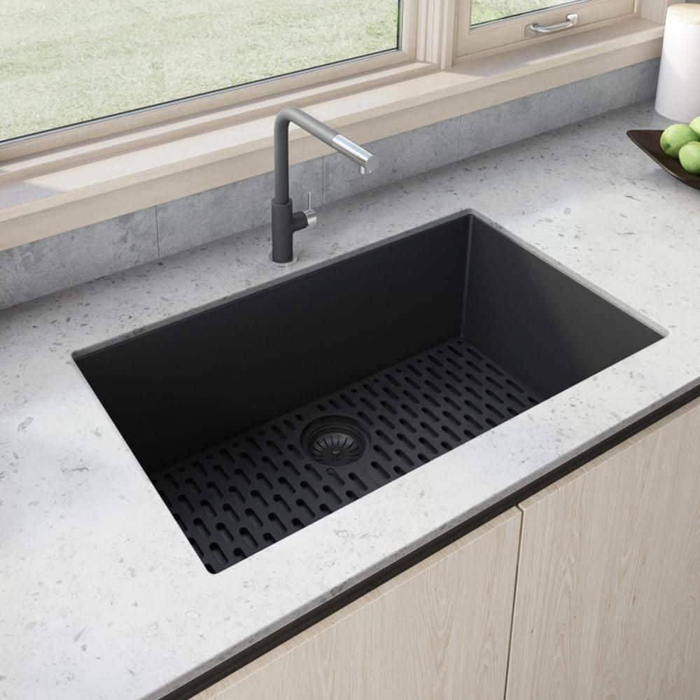 Black undermount kitchen sink Ruvati RVG2027BK