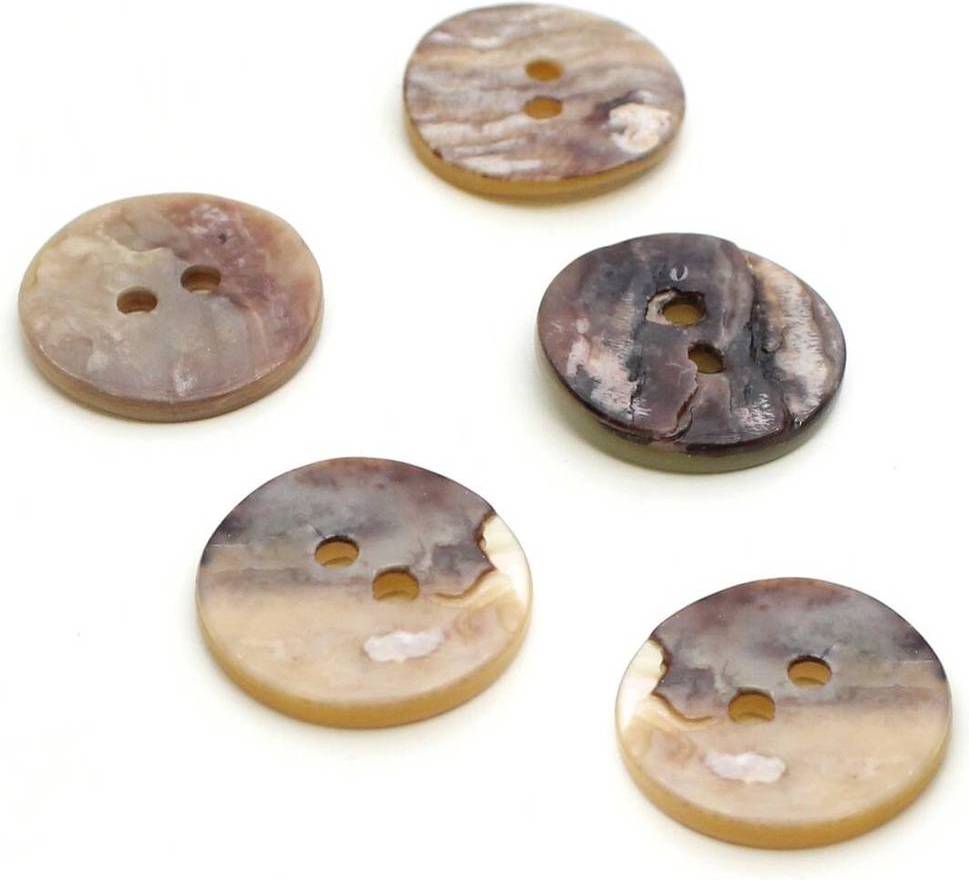 Hemline Round Shell Buttons Natural
