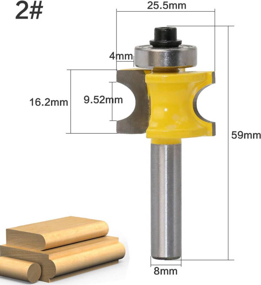 GZUK 3/8 Inch 8mm Shank Round Over Router Bit 1/4 to 5/8 Inch Woodworking Edging Router Chisel Groove Cutter
