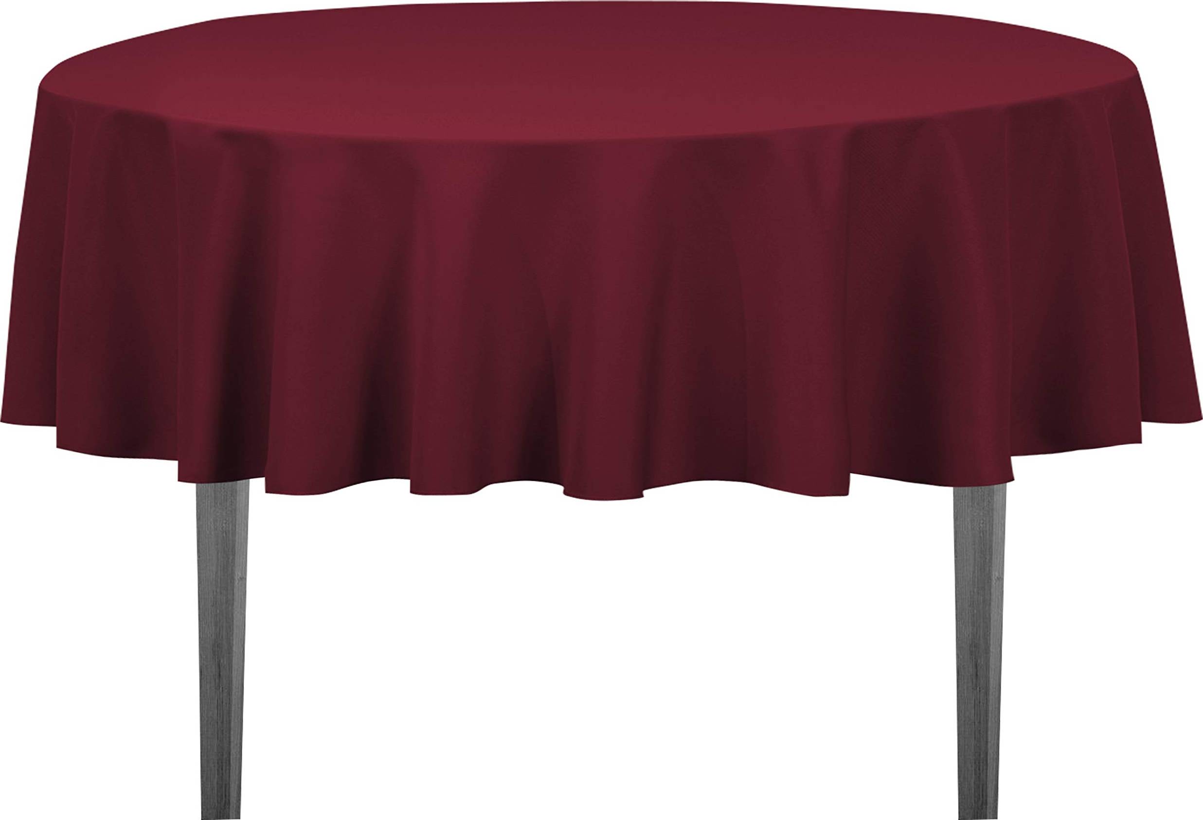 LTC Ronde Polyester 70 Pouces Lin Bordeaux Nappe Rouge