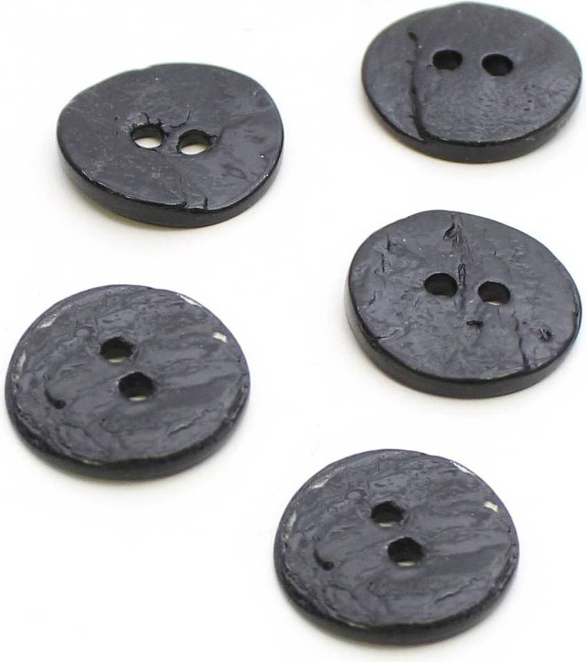 Hemline Round Shell Buttons Black