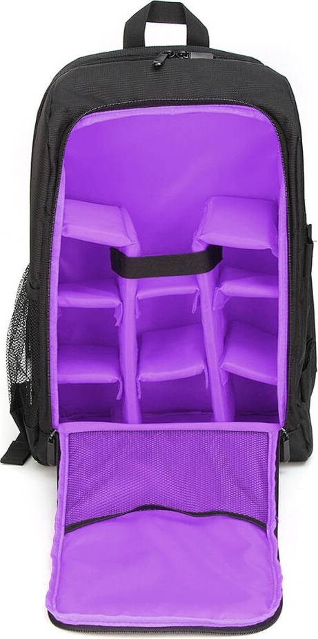 Waterproof Theftproof Large Camera Backpack Bag Case For DSLR Camera Lens PURPLE
