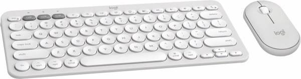 White wireless keyboard and mouse Logitech Pebble 2 Combo for Mac