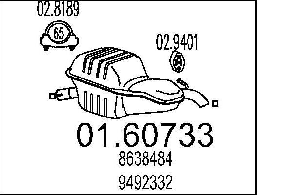 MTS 01.60733 Rear Silencer
