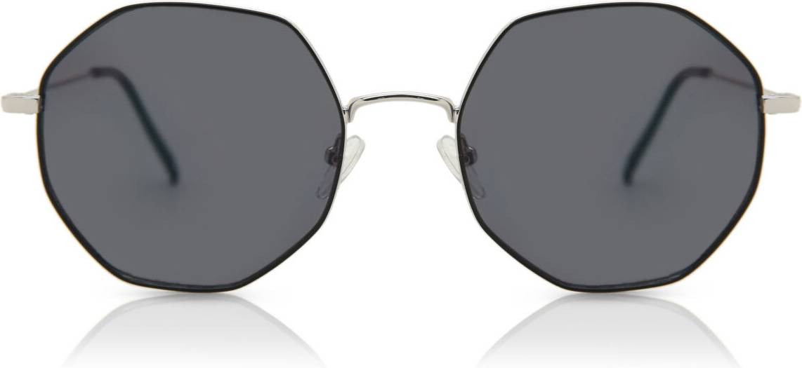 SmartBuy Collection Geometric Full Rim Metal Sunglasses - Silver