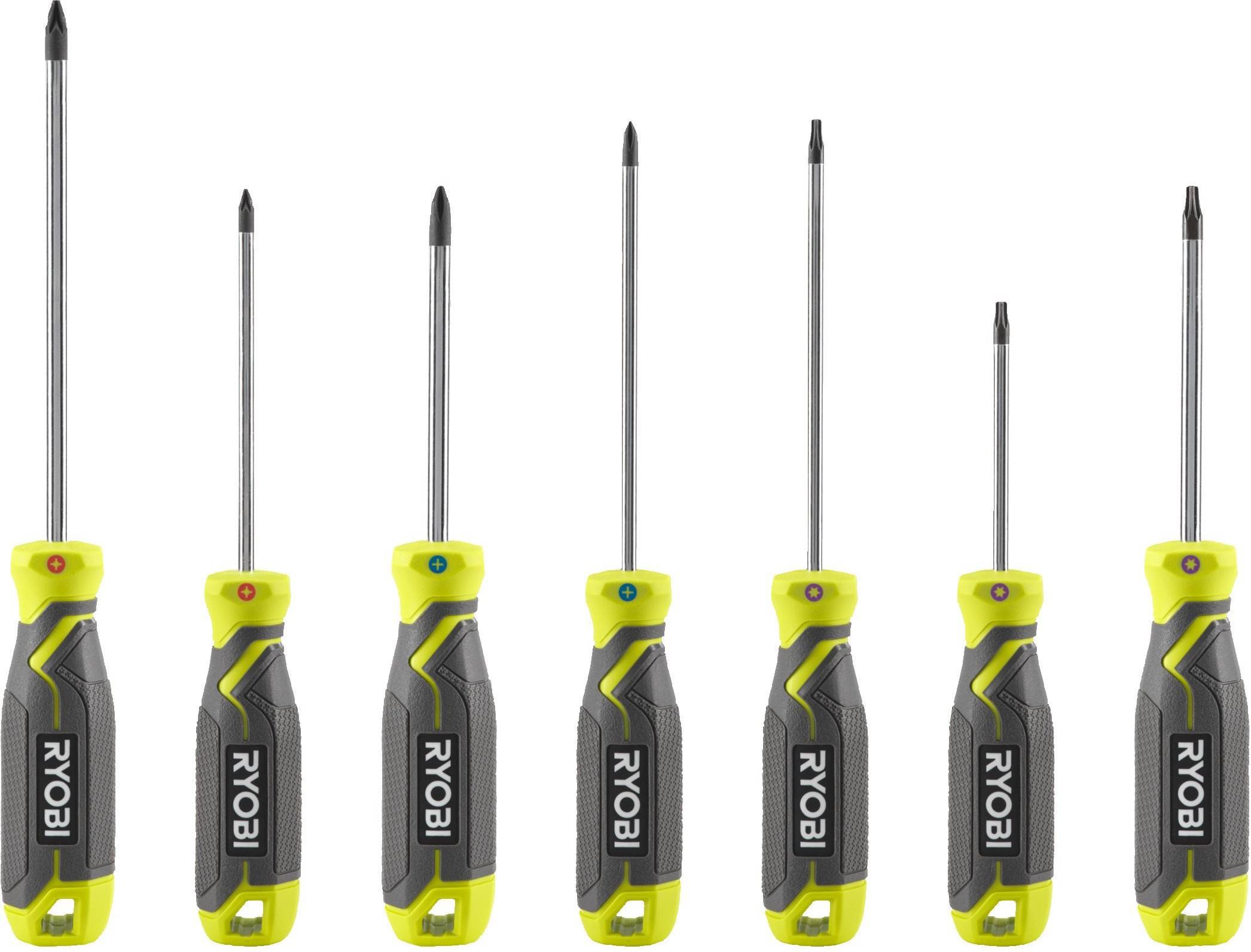 Ryobi RHSDS7PC 7-Piece Magnetic Screwdriver Set - Green