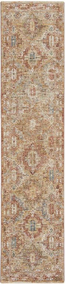 Nourison Rust Traditional Bordered Geometric Rug 69 x 310 cm Runner Green