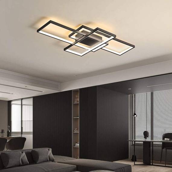 LivingAndHome Rectangular LED Semi Ceiling Flush Light