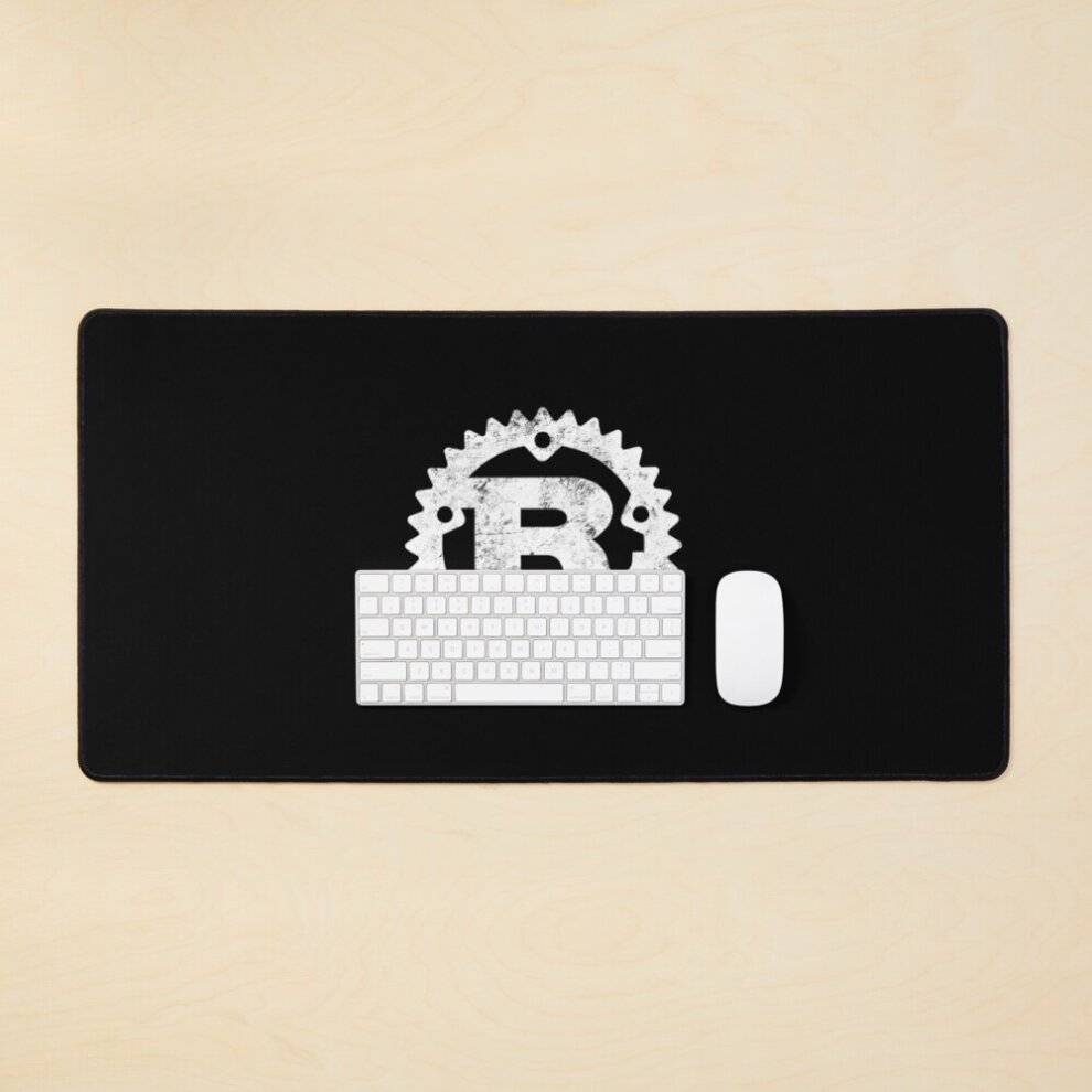 BearLad Mat Rust Programming logo distressed Large Mouse Pad