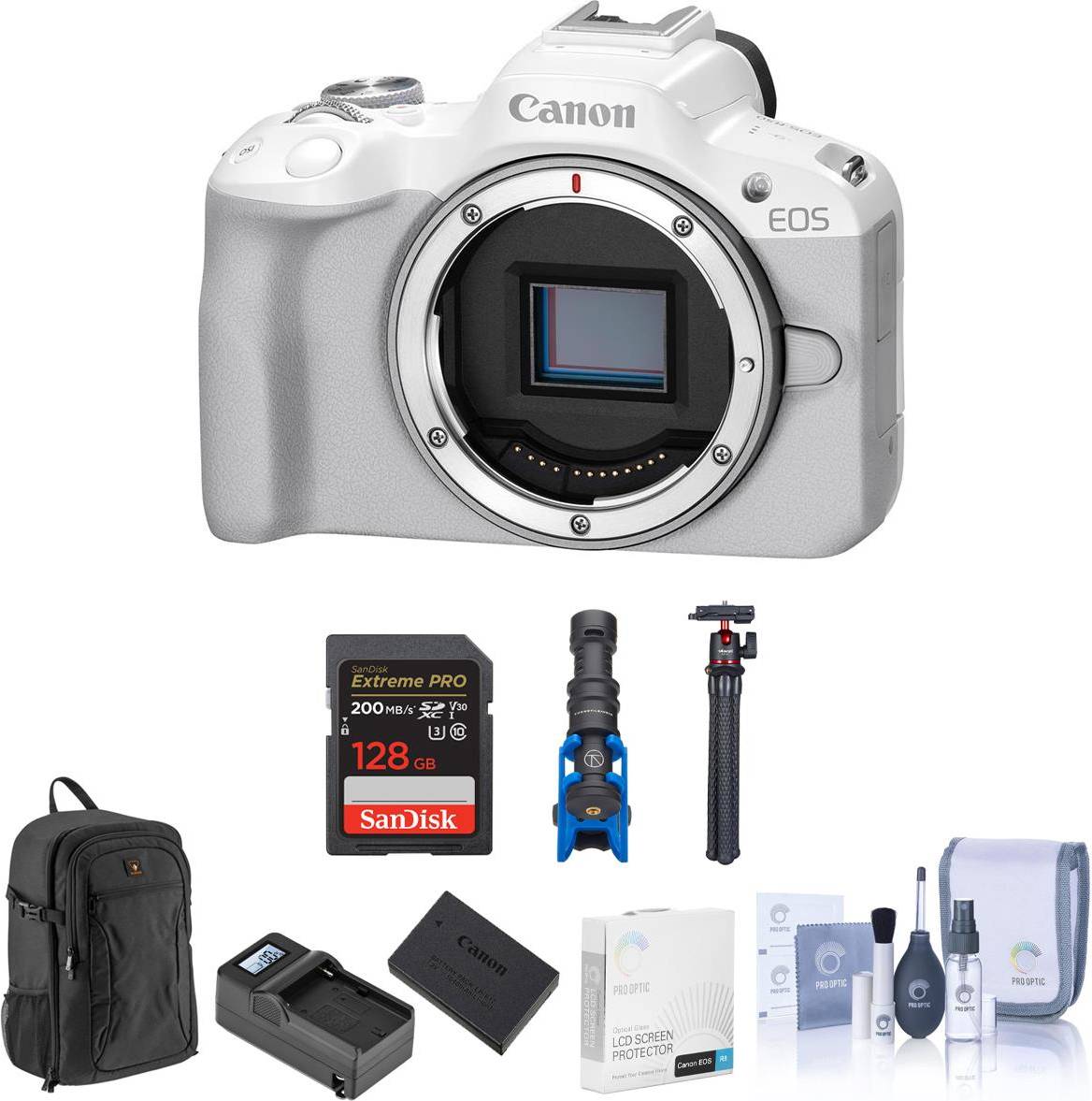 Canon eos r50 kit Canon EOS R50 Mirrorless Camera Vlogger Kit - White