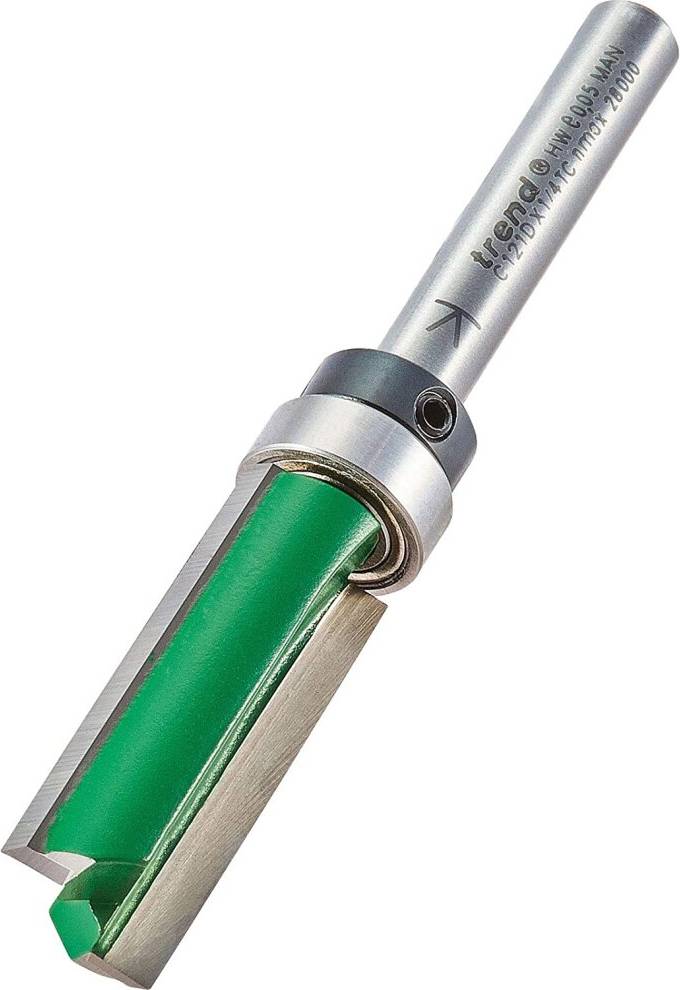 Trend C121DX1/4TC Rebating Trimmer Template Profile 12.7mm 1/4 Router Cutter Bit